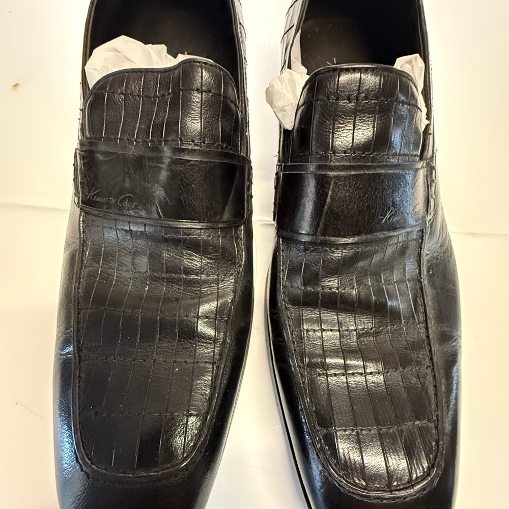 kenneth cole new york black alligator embossed leather
